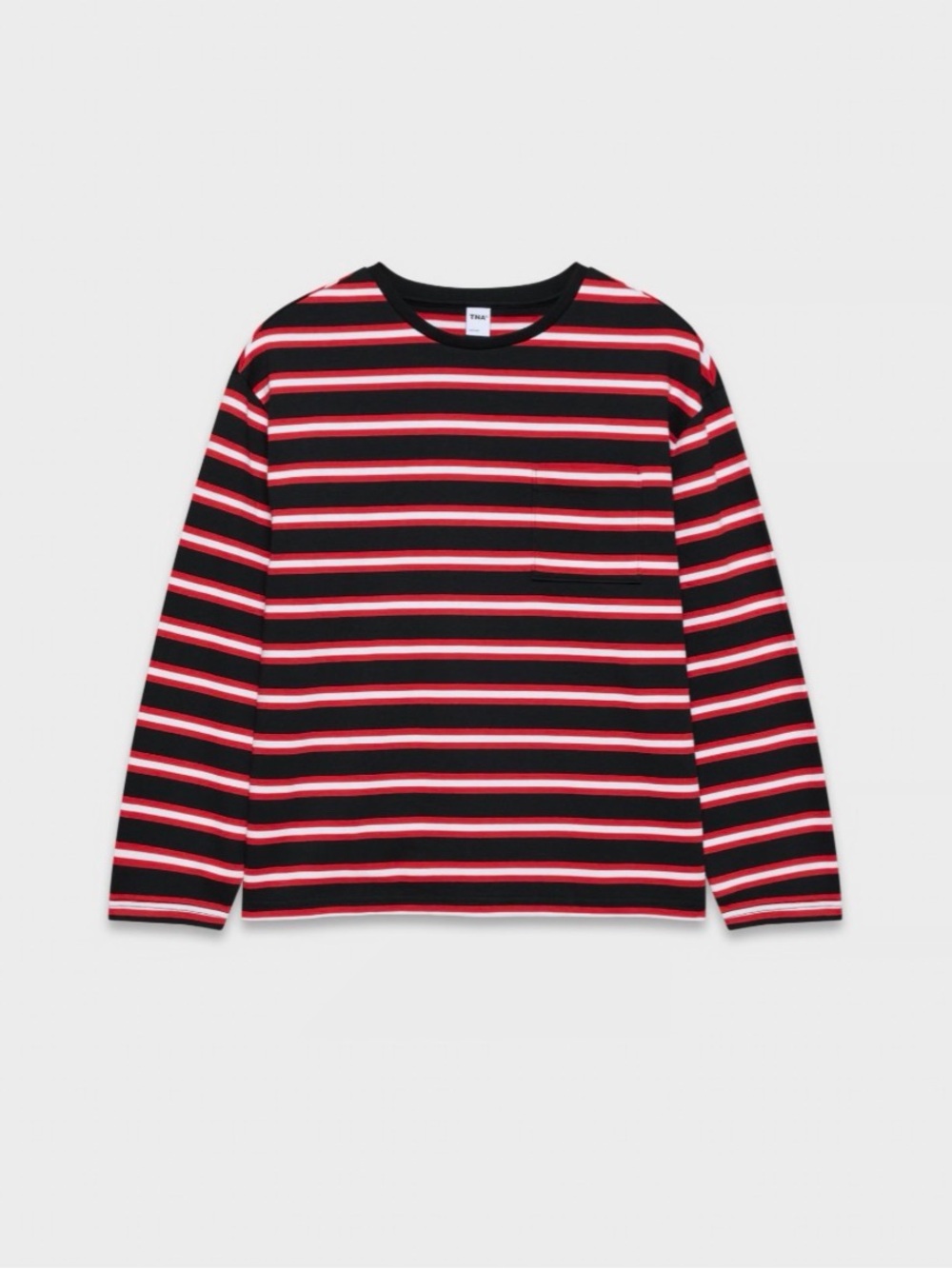 Aritzia TNA Mighty Cotton Fletch Striped Long Sleeve - Black/ Red/ White